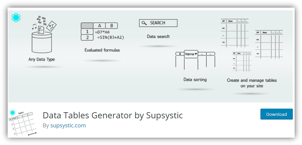 Data Tables generator plugin 