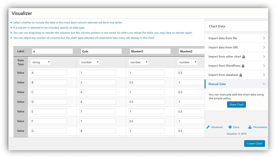 Visualizer-Tabelle