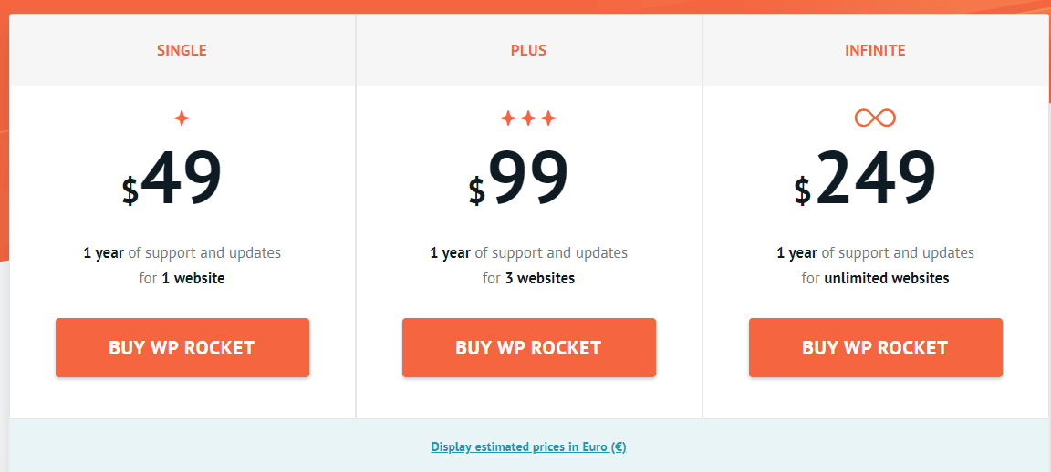 WP Rocket Pricing 