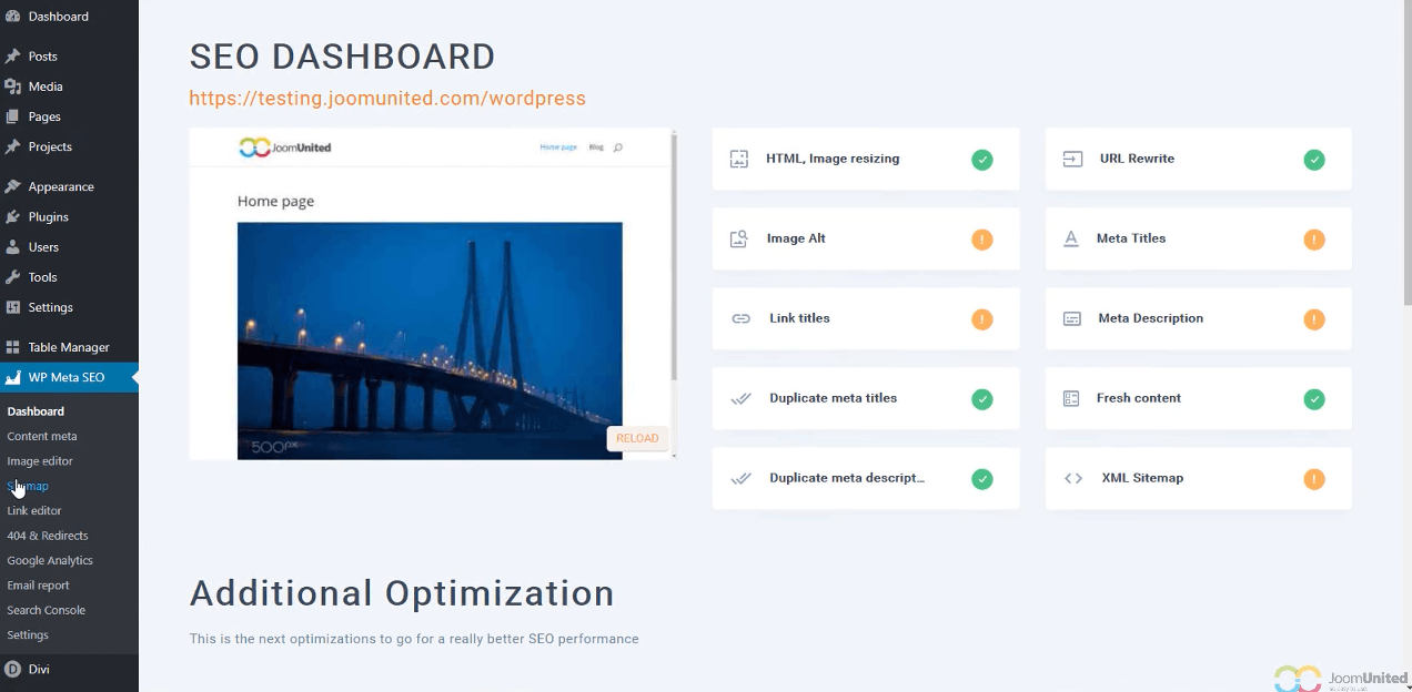 SEO-instrumentpanelen 