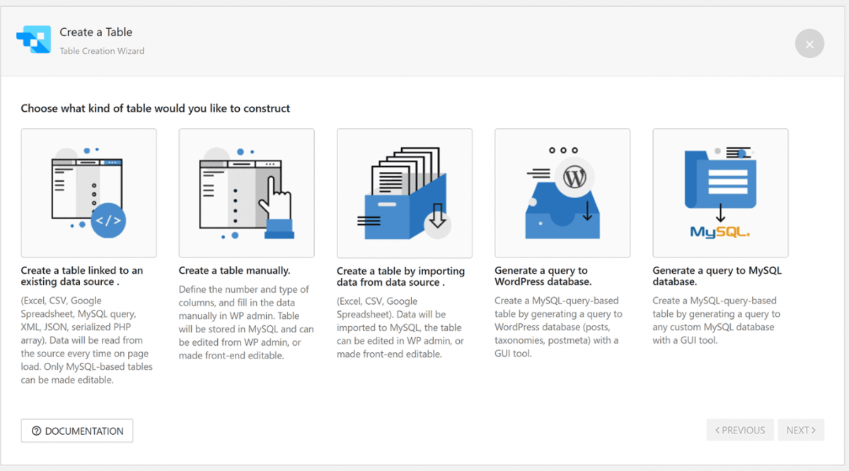 WPdata table plugin instellingen