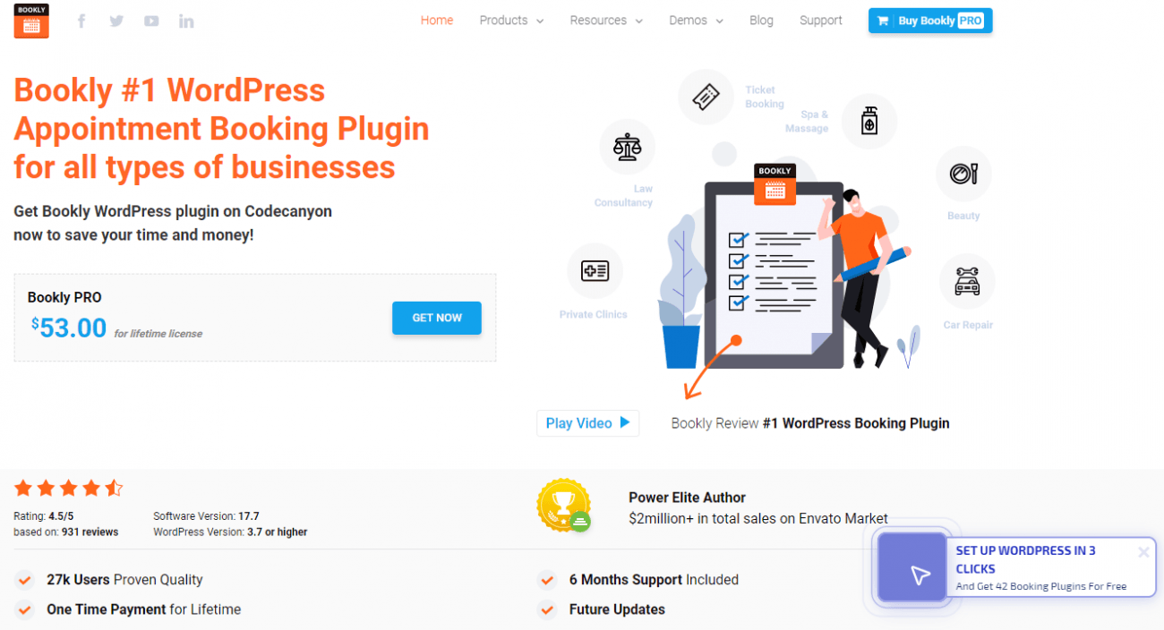 Bookly WordPress κράτηση plugin