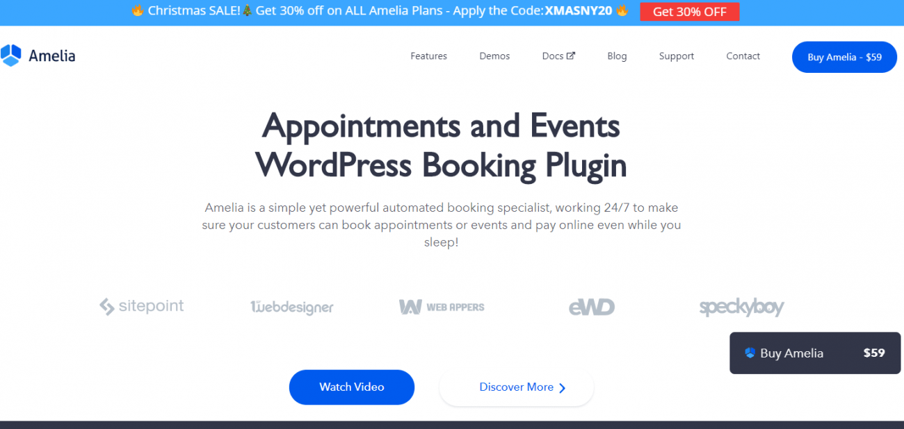 Amelia bokning plugin