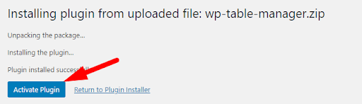 Activate WP Table Manager Plugin