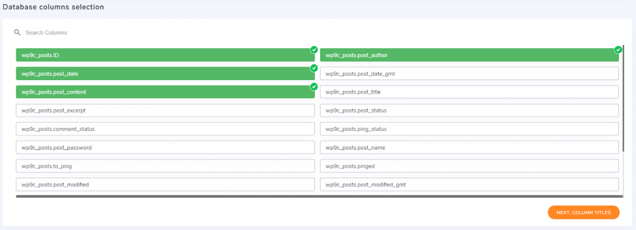 Select Table Columns