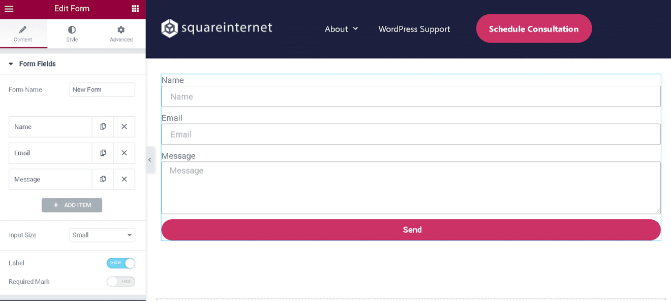 Create and design Forms with Elementor Form widget